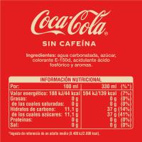 Refresc de cola sense cafeïna COCA-COLA, llauna 33 cl