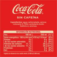 Refresc de cola sense cafeïna COCA-COLA, ampolla 2 litres