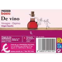 Vinagre rojo EROSKI basic, botella 1 litro