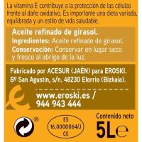 Aceite de girasol EROSKI, garrafa 5 litros