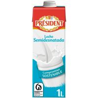 Llet semidesnatada PRESIDENT, brik 1 litre