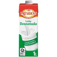 Leche desnatada PRESIDENT, brik 1 litro