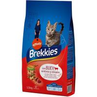 Mix de buey-ternera-verdura para gato BREKKIES, saco 1,5 kg