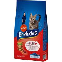 Mix de bou-vedella-verdura per a gat BREKKIES, sac 1,5 kg