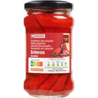 Pebrot de piquillo sencer EROSKI, flascó 225 g