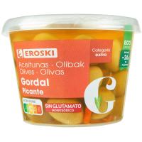 Aceitunas gordal picante EROSKI, tarrina 300 g