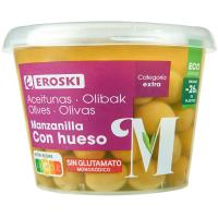 Olives sabor camamilla EROSKI, terrina 300 g