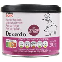 Paté de fetge de porc EROSKI basic, llauna 200 g