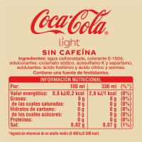 Refresc de cola light sense cafeïna COCA-COLA, llauna 33 cl