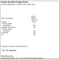 Oli d`oliva verge extra LA MASIA, ampolla 1 litre