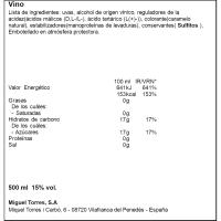 Moscatel ORO TORRES, botella 50 cl