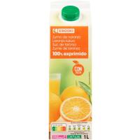 Suc natural de taronja amb polpa EROSKI, brik 1 litre