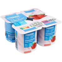 Yogur desnatado con fresas EROSKI, pack 4x125 g