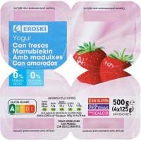 Yogur desnatado con fresas EROSKI, pack 4x125 g