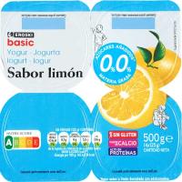 Yogur desnatado sabor limón EROSKI basic, pack 4x125 g