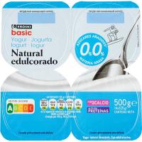 Iogurt desnatat natural edulcorat EROSKI basic, pack 4x125 g