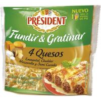 Queso rallado 4 quesos PRESIDENT, bolsa 150 g