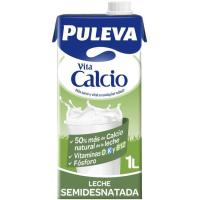 Leche semidesnatada calcio PULEVA, brik 1 litro