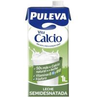 Llet semidesnatada calci PULEVA, brik 1 litre