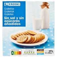 Galeta sense sal-sense sucre EROSKI, caixa 600 g