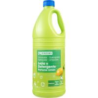 Lejía con detergente limón EROSKI, garrafa 2 litros
