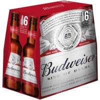 Cerveza americana BUDWEISER, pack botellín 6x25 cl