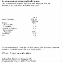 Aceitunas verdes sin hueso LA ESPAÑOLA, frasco 400 g