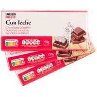 Chocolate con leche EROSKI BASCI, pack 3x150 g