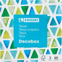 Pañuelo facial cubo deco EROSKI, caja 60 uds.