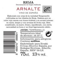 Vino Tinto Joven Rioja ARNALTE, botella 75 cl