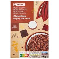 Cereales muesli crunch con dos chocolates EROSKI, caja 500 g