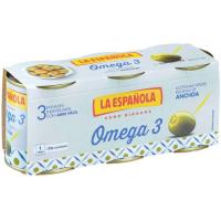 Aceitunas rellenas omega3 mini LA ESPAÑOLA, pack 3x36 g