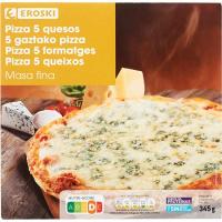 Pizza Premium 4 quesos EROSKI, caja 345 g