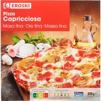 Pizza massa fina Capricciosa EROSKI, caixa 370 g