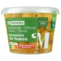 Aceitunas manzanilla sin hueso EROSKI, frasco 250 g