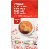 Cafè molt natural descafeïnat EROSKI, paquet 250 g