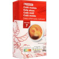 Cafè molt natural descafeïnat EROSKI, paquet 250 g