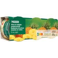 Pinya en rodanxa en el seu suc EROSKI, pack 3x137 g