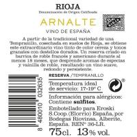 Vi negre Reserva Rioja ARNALTE, ampolla 75 cl