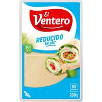 Queso tierno bajo en sal EL VENTERO, lonchas, bandeja 200 g