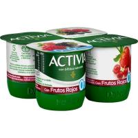 Activia 0% con frutos rojos DANONE, pack 4x120 g