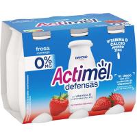 Yogur para beber de fresa 0% ACTIMEL, pack 6x100 ml