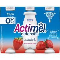 Yogur para beber de fresa 0% ACTIMEL, pack 6x100 ml