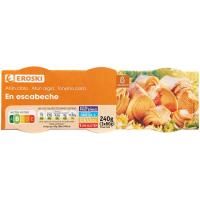 Atún claro en escabeche EROSKI, pack 3x80 g