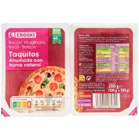 Taquitos de bacó fumat amb fum natural EROSKI, pack 2x100 g