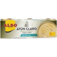 Atún claro en aceite bajo en sal ALBO, pack 3x92 g