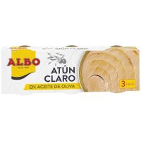 Atún claro aceite de oliva ALBO, pack 3x65 g