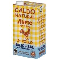 Brou natural de pollastre baix en sal ANETO, brik 1 litre