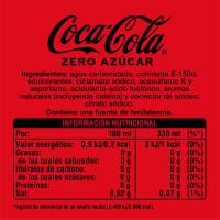 Refresco de cola Zero COCA COLA, pack 12x33 cl