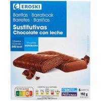 Barreta de xocolata amb llet EROSKI, caixa 192 g